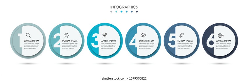 Vector Infographic label design with icons and 6 options or steps. Infographics for business concept. Can be used for presentations banner, workflow layout, process diagram, flow chart, info graph