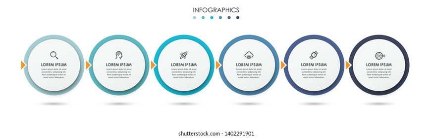 Vector Infographic label design with icons and 6 options or steps. Infographics for business concept. Can be used for presentations banner, workflow layout, process diagram, flow chart, info graph