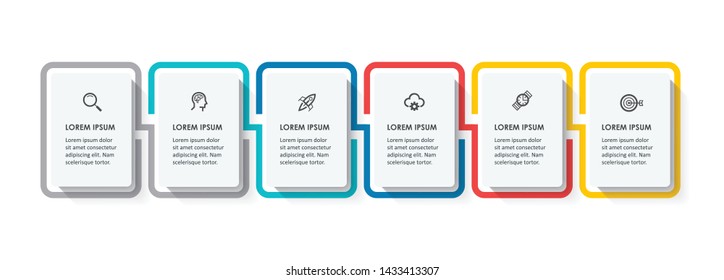 Vector Infographic label design with icons and 6 options or steps. Infographics for business concept. Can be used for presentations banner, workflow layout, process diagram, flow chart, info graph