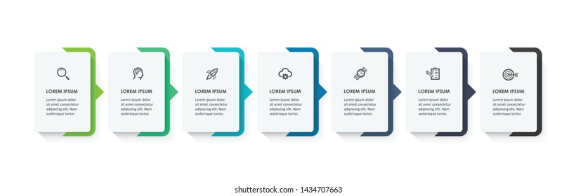 Vector Infographic label design with icons and 7 options or steps. Infographics for business concept. Can be used for presentations banner, workflow layout, process diagram, flow chart, info graph