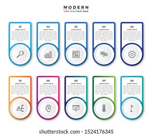Vector Infographic label design with icons and 10 options or steps. Infographics for business concept. Can be used for presentations banner, workflow layout, process diagram, flow chart, info graph