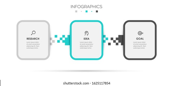 Vector Infographic label design with icons and 3 options or steps. Infographics for business concept. Can be used for presentations banner, workflow layout, process diagram, flow chart, info graph