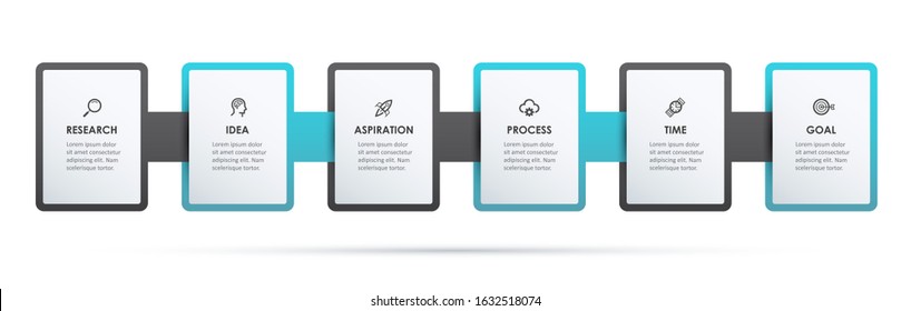 Vector Infographic label design with icons and 6 options or steps. Infographics for business concept. Can be used for presentations banner, workflow layout, process diagram, flow chart, info graph