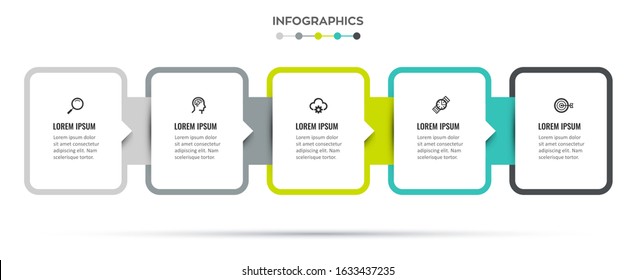 Vector Infographic label design with icons and 5 options or steps. Infographics for business concept. Can be used for presentations banner, workflow layout, process diagram, flow chart, info graph