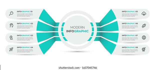 Vector Infographic label design with icons and 8 options or steps. Infographics for business concept. Can be used for presentations banner, workflow layout, process diagram, flow chart, info graph