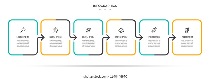 Vector Infographic label design with icons and 6 options or steps. Infographics for business concept. Can be used for presentations banner, workflow layout, process diagram, flow chart, info graph