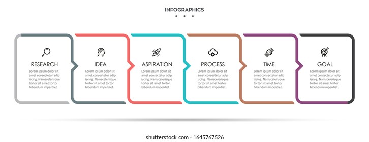 Vector Infographic label design with icons and 6 options or steps. Infographics for business concept. Can be used for presentations banner, workflow layout, process diagram, flow chart, inf