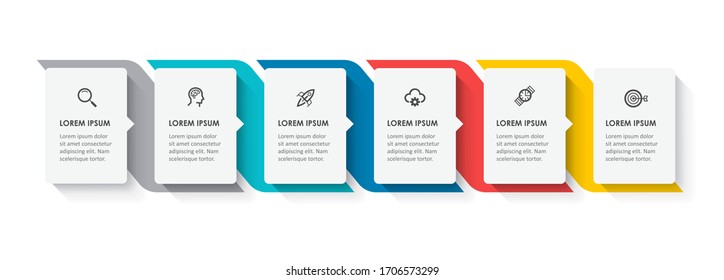 Vector Infographic label design with icons and 6 options or steps. Infographics for business concept. Can be used for presentations banner, workflow layout, process diagram, flow chart, info graph