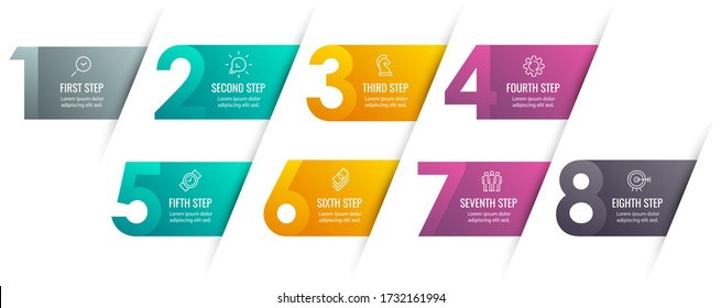 Vector Infographic label design with icons and 8 options or steps. Infographics for business concept. Can be used for presentations banner, workflow layout, process diagram, flow chart, info graph