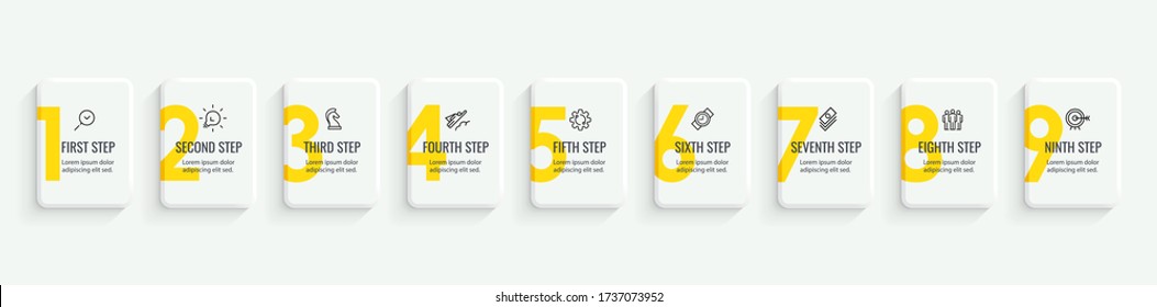 Vector Infographic label design and icons   9 options steps  Infographics for business concept  Can be used for presentations banner  workflow layout  process diagram  flow chart  info graph
