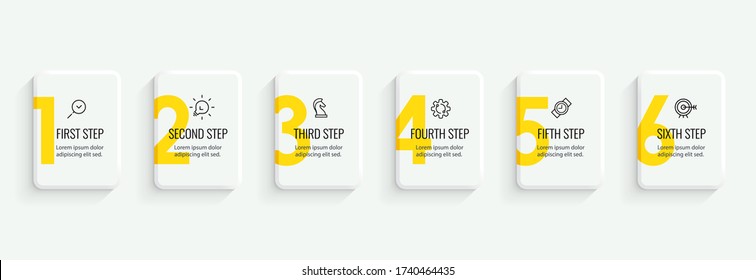 Vector Infographic label design with icons and 6 options or steps. Infographics for business concept. Can be used for presentations banner, workflow layout, process diagram, flow chart, info graph