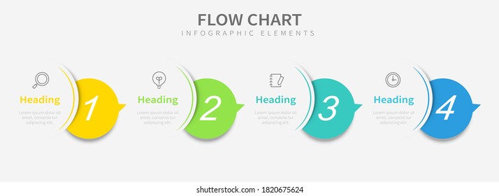 Vector infographic label design with icons and four steps. Flow chart infographics for business concept.