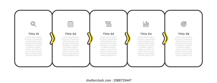 Diseño de etiquetas de infografía vectorial con iconos y 5 opciones o pasos. Se puede utilizar para diagrama de flujo de trabajo, gráfico de información, diseño web.