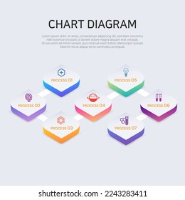Vector infographic label design with icons. Business concept flowchart, diagram.