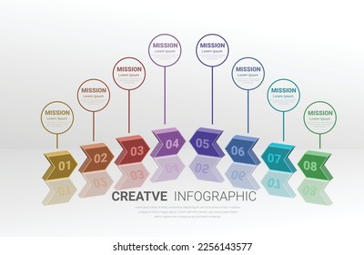 Vector Infographic label design with icons and 8 options or steps. Infographics for business concept. Can be used for presentations banner, workflow layout, process diagram, EPS vector.