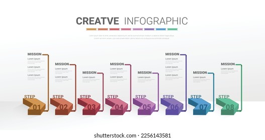 Vector Infographic label design with icons and 8 options or steps. Infographics for business concept. Can be used for presentations banner, workflow layout, process diagram. EPS vector.