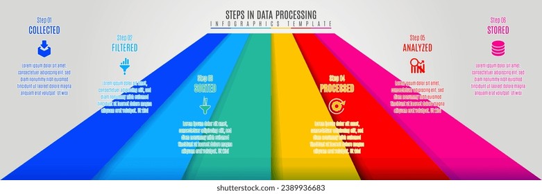 Vector Infographic label design with icons and 6 options or steps For DATA Processing. Infographics for business concept. Can be used for presentations banner, layout, process diagram, flow chart