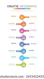 Vector Infografik Etikettendesign mit Symbolen und 8 Optionen oder Schritten. Infografiken für das Geschäftskonzept. Kann für Präsentationen Banner, Workflow-Layout, Prozessdiagramm, Flussdiagramm, Info-Graphen verwendet werden.