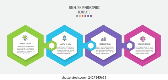 Vector Infografik Etikettendesign mit Symbolen und 4 Optionen oder Schritten. Kann für Prozessdiagramme, Präsentationen, Workflow-Layout, Banner, Flussdiagramme, Infografiken verwendet werden.