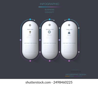 Vector Infographic label design with icons and 3 options or steps. Infographics for business concept. Can be used for presentations banner, workflow layout, process diagram, flow chart, info graph
