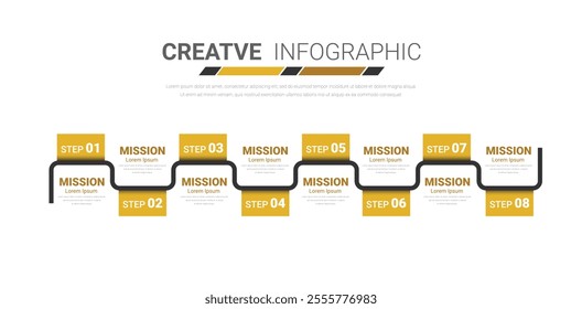 Vector Infographic label design with icons and 8 options or steps. Infographics for business concept. Can be used for presentations banner, workflow layout, process diagram, flow chart. EPS Vector. 