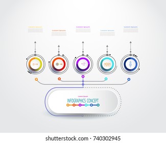 Vector Infographic label design with icons and 5 options or steps,Business concept. Blank space for content, business, infographic, diagram, process diagram, timeline, digital network, flowchart, info