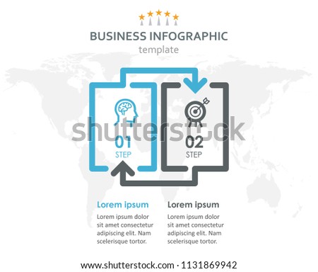 Vector Infographic label design with icons and 2 options or steps. Infographics for business concept. Can be used for presentations banner, workflow layout, process diagram, flow chart, info graph
