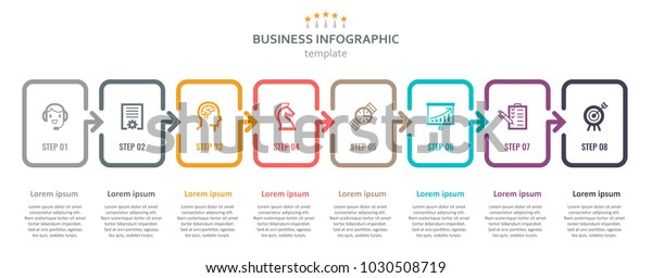Vector Infographic label design with icons and 8\
options or steps. Infographics for business concept. Can be used\
for presentations banner, workflow layout, process diagram, flow\
chart, info graph