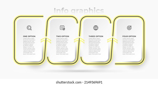 Vector infographic label design with marketing icons and 4 options, steps or processes. Timeline elements for workflow diagram, info chart, web design.