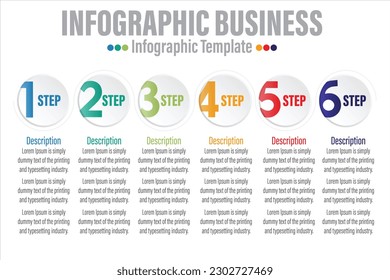 Vector Infographic label design with Six 6 options or steps. Infographics for business concept. Can be used for presentations banner, workflow layout, process diagram, flow chart, info graph