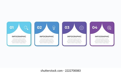 Vector infographic label design with square and arrows. Business concept with 4 options or steps. Can be used for workflow diagram, info chart, web design.