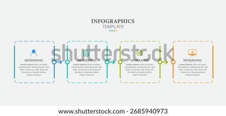 Vector infographic label design with square and arrows. Business concept with 4 options or steps. Can be used for workflow diagram, info chart, web design.
