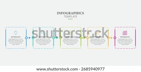 Vector infographic label design with square and arrows. Business concept with 5 options or steps. Can be used for workflow diagram, info chart, web design.