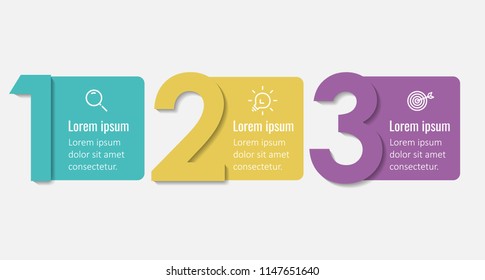 Vector Infographic label design template with icons and 3 options or steps.  Can be used for process diagram, presentations, workflow layout, banner, flow chart, info graph.