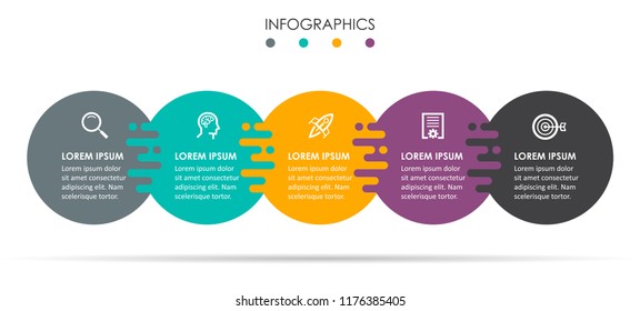 Vector Infographic label design template with icons and 5 options or steps.  Can be used for process diagram, presentations, workflow layout, banner, flow chart, info graph.