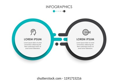 Vector Infographic label design template with icons and 2 options or steps.  Can be used for process diagram, presentations, workflow layout, banner, flow chart, info graph.