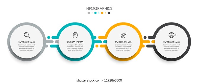 Vector Infographic label design template with icons and 4 options or steps.  Can be used for process diagram, presentations, workflow layout, banner, flow chart, info graph.