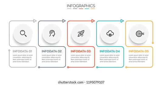 Vector Infographic label design template with icons and 5 options or steps.  Can be used for process diagram, presentations, workflow layout, banner, flow chart, info graph.