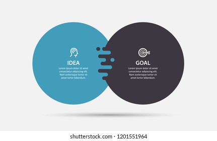 Vector Infographic label design template with icons and 2 options or steps.  Can be used for process diagram, presentations, workflow layout, banner, flow chart, info graph.