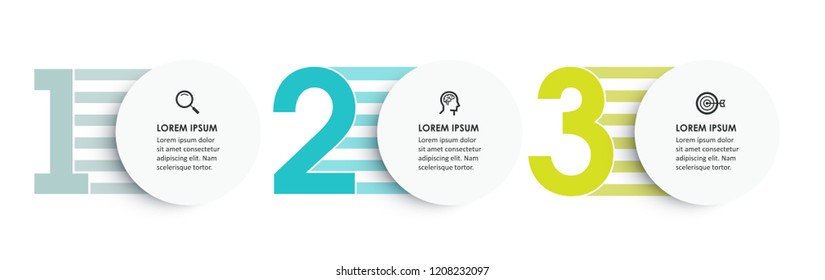 Vector Infographic label design template with icons and 3 options or steps.  Can be used for process diagram, presentations, workflow layout, banner, flow chart, info graph.