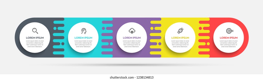 Vector Infographic label design template with icons and 5 options or steps.  Can be used for process diagram, presentations, workflow layout, banner, flow chart, info graph.