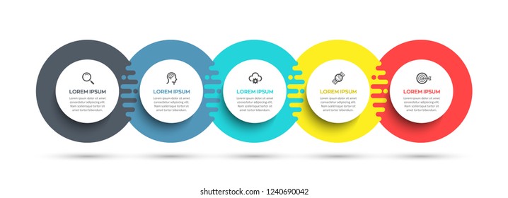 Vector Infographic label design template with icons and 5 options or steps.  Can be used for process diagram, presentations, workflow layout, banner, flow chart, info graph.