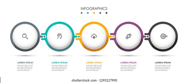 Vector Infographic label design template with icons and 5 options or steps.  Can be used for process diagram, presentations, workflow layout, banner, flow chart, info graph.