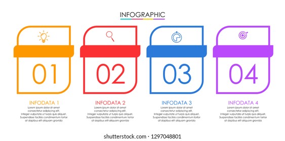 Vector Infographic label design template with icons and 4 options or steps. Can be used for process diagram, presentations, workflow layout, banner, flow chart, info graph. - Vector