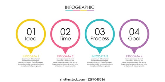 Vector Infographic label design template with icons and 4 options or steps. Can be used for process diagram, presentations, workflow layout, banner, flow chart, info graph. - Vector
