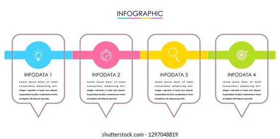 Vector Infographic label design template with icons and 4 options or steps. Can be used for process diagram, presentations, workflow layout, banner, flow chart, info graph. - Vector