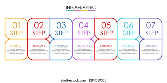 Vector Infographic label design template with icons and 7 options or steps. Can be used for process diagram  presentations  workflow layout  banner  flow chart  info graph. - Vector