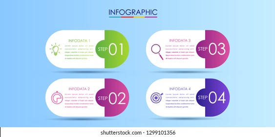 Vector Infographic label design template with icons and 4 options or steps. Can be used for process diagram, presentations, workflow layout, banner, flow chart, info graph.