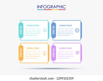 Vector Infographic label design template with icons and 4 options or steps. Can be used for process diagram, presentations, workflow layout, banner, flow chart, info graph.