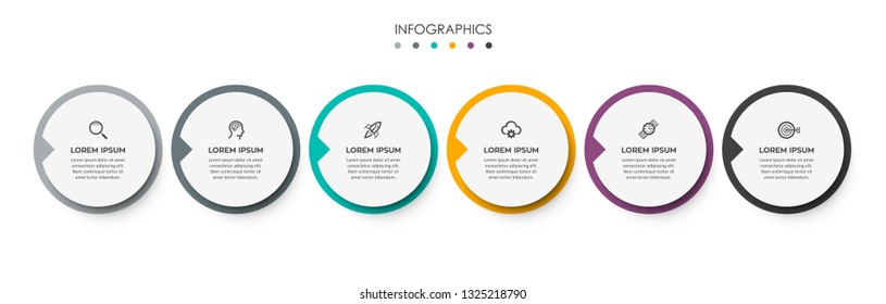 Vector Infographic label design template with icons and 6 options or steps.  Can be used for process diagram, presentations, workflow layout, banner, flow chart, info graph.